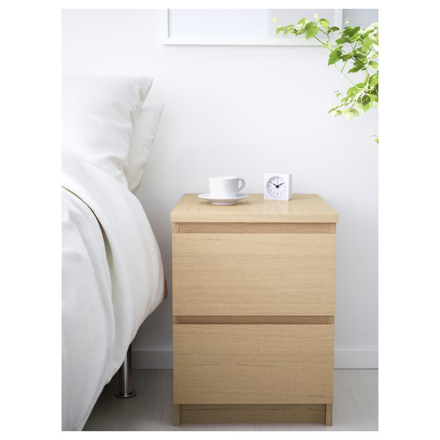 MALM Bedroom furniture, set of 4, white stained oak veneer, 180x200 cm