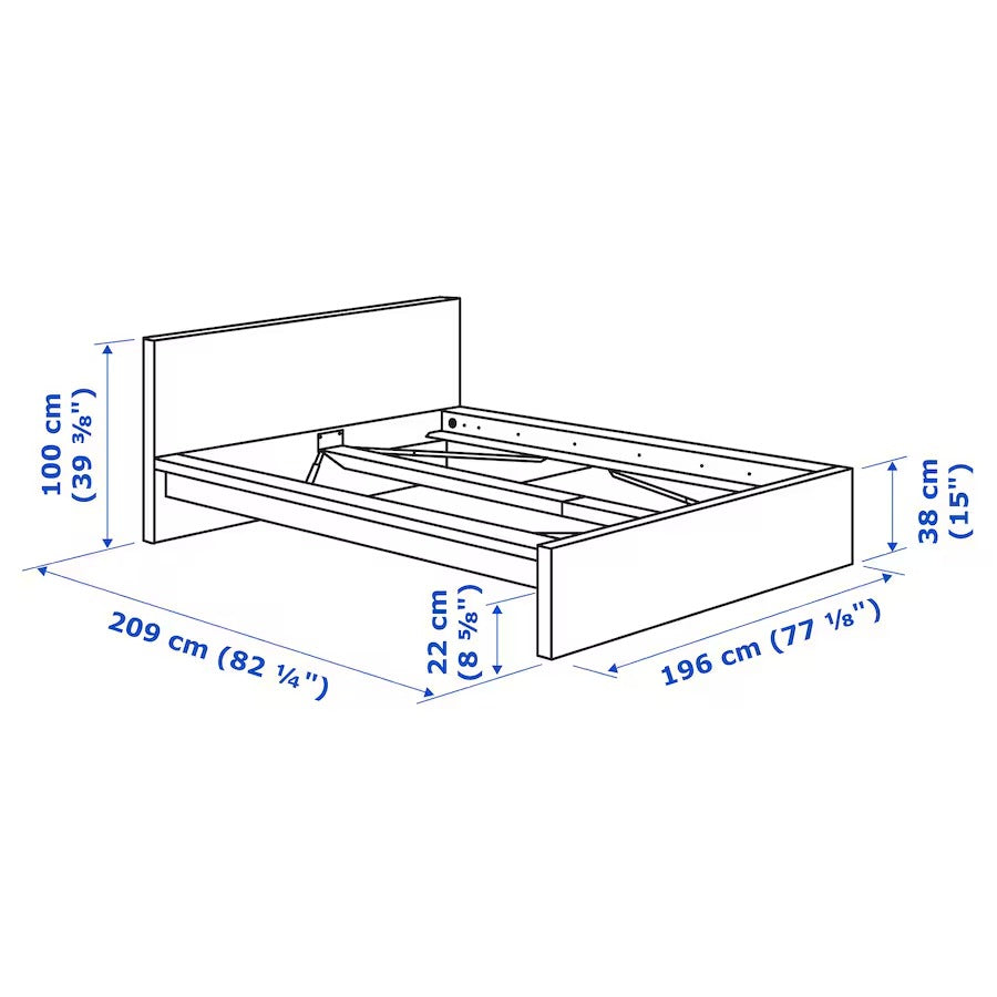 MALM Bedroom furniture, set of 4, white stained oak veneer, 180x200 cm