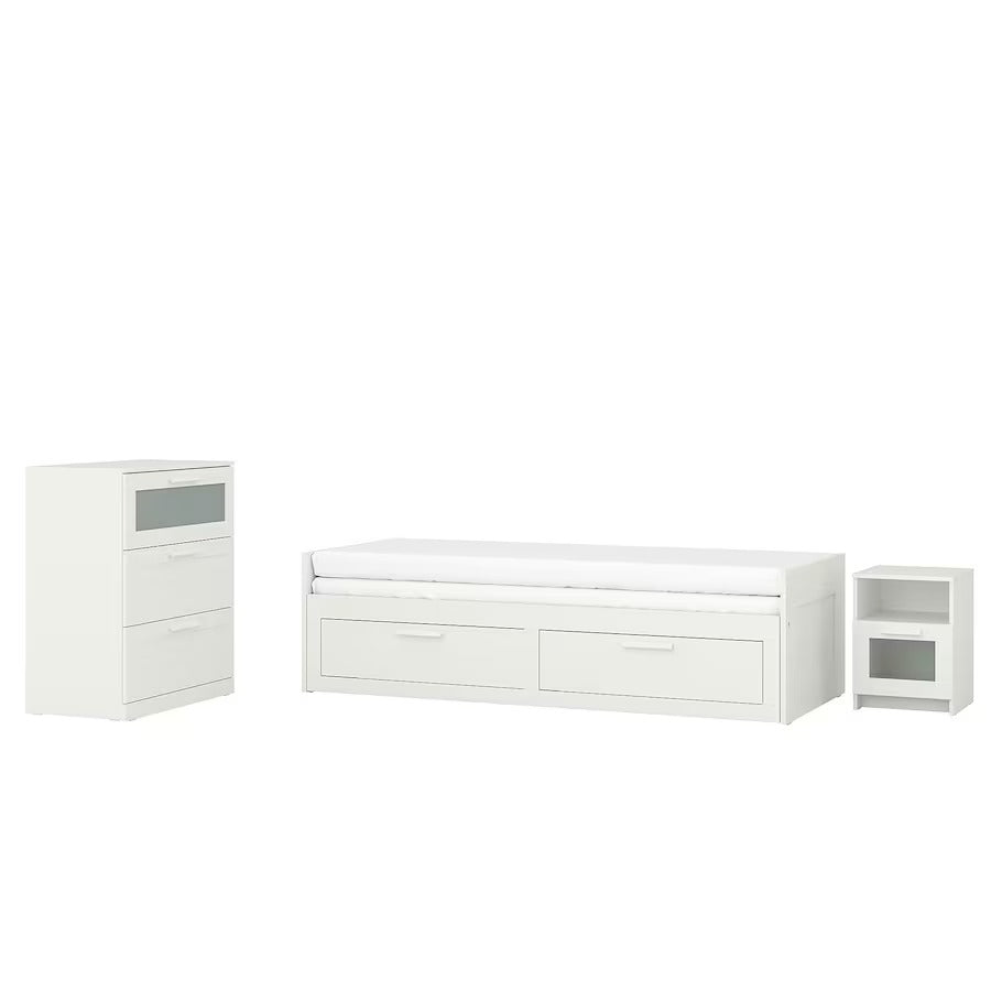 BRIMNES Bedroom furniture, set of 3, white, 80x200 cm