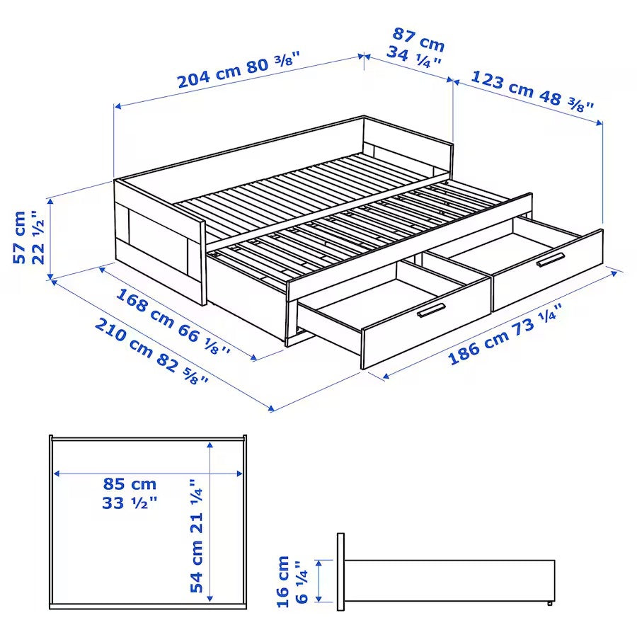 BRIMNES Bedroom furniture, set of 3, white, 80x200 cm