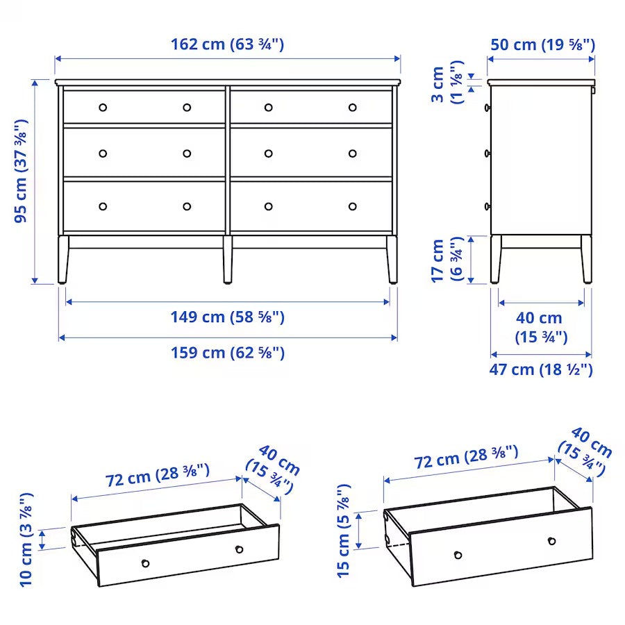 IDANÄS Bedroom furniture, set of 4, dark brown, 180x200 cm