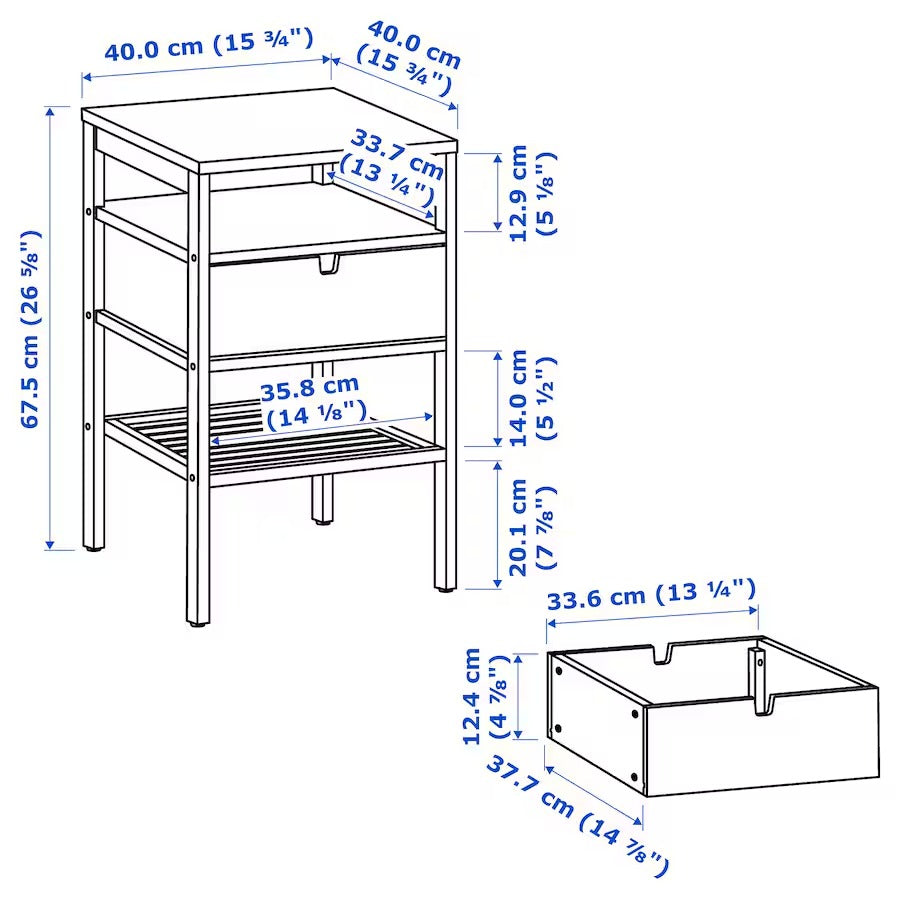 NORDKISA Bedside table, bamboo, 40x40 cm