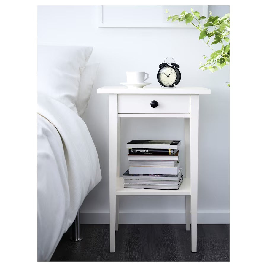 HEMNES Bedside table, white stain, 46x35 cm