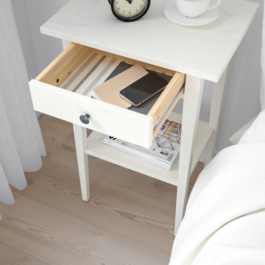 HEMNES Bedside table, white stain, 46x35 cm