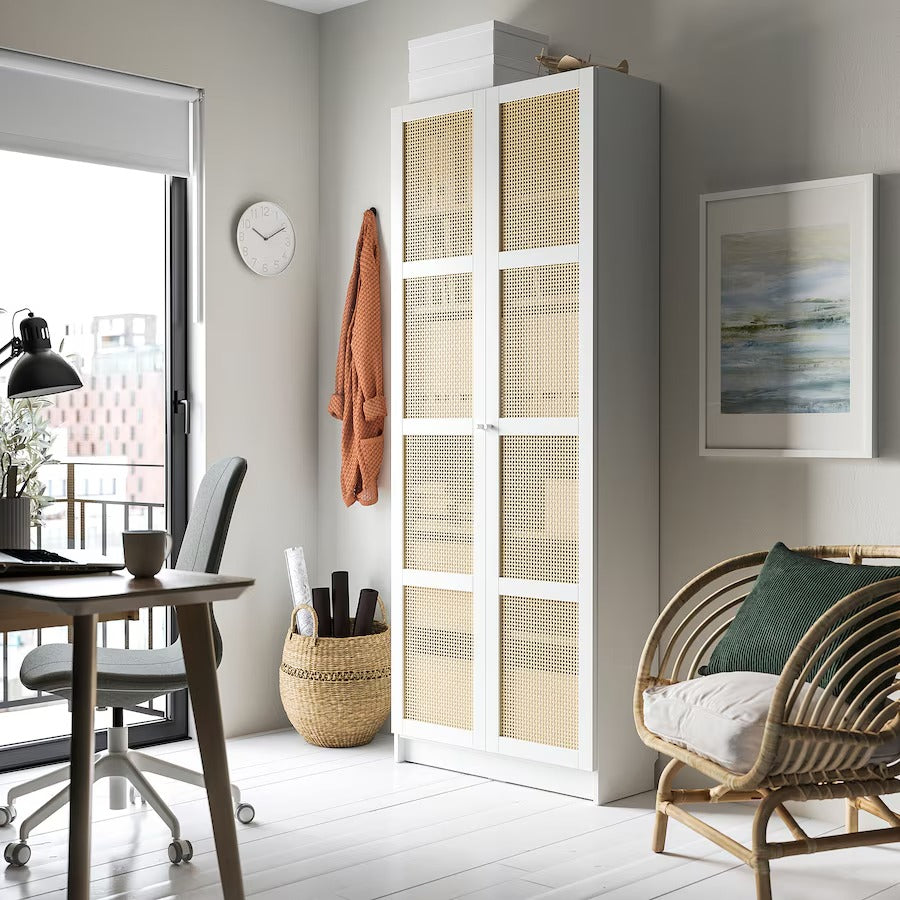 BILLY / HÖGADAL Bookcase with doors, white, 80x30x202 cm