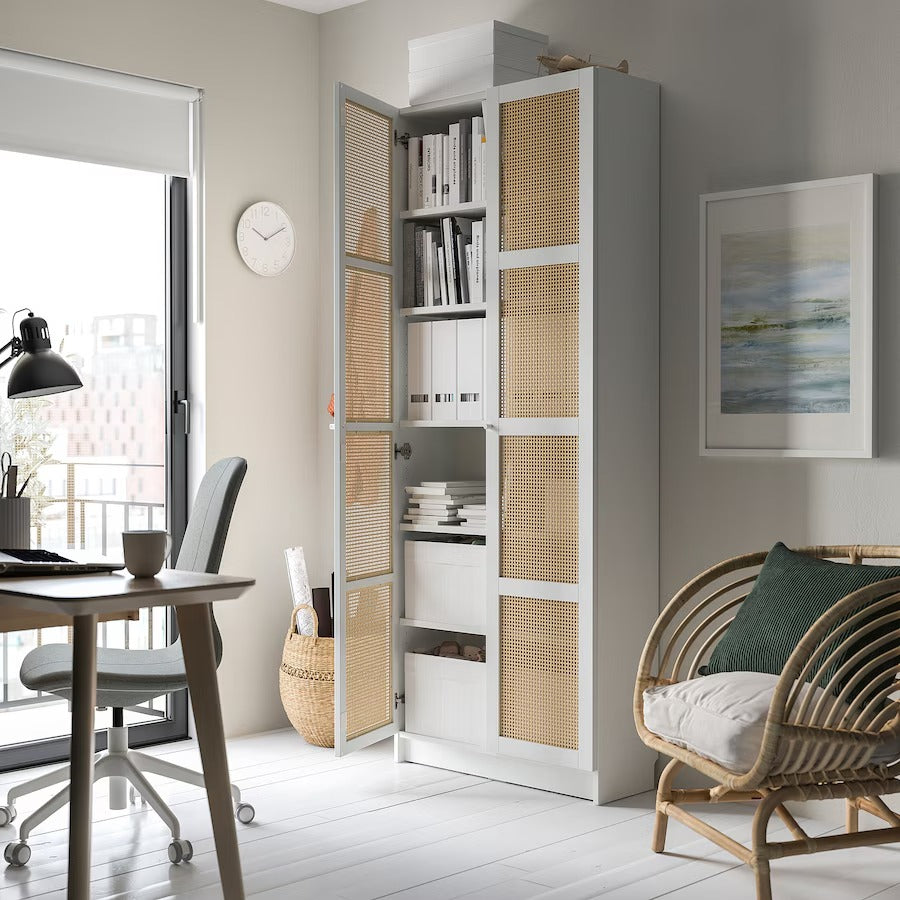 BILLY / HÖGADAL Bookcase with doors, white, 80x30x202 cm