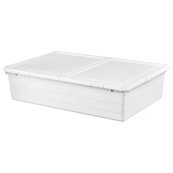 SOCKERBIT Storage box with lid, white, 50x77x19 cm