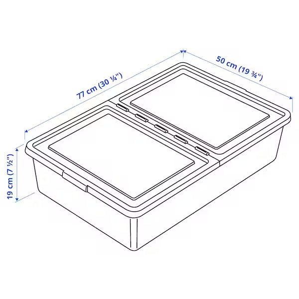 SOCKERBIT Storage box with lid, white, 50x77x19 cm