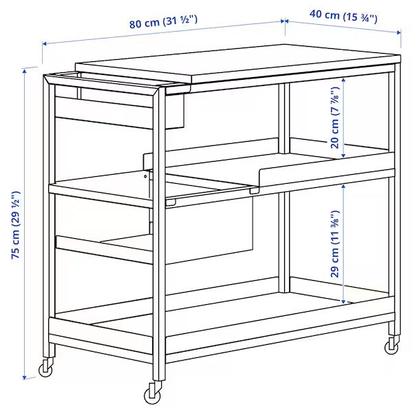 TROTTEN Trolley, white, 80x40 cm