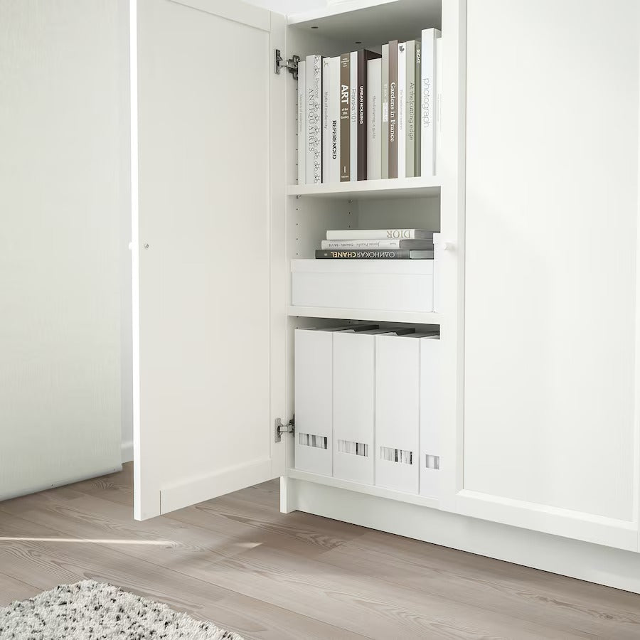 BILLY / OXBERG Bookcase with doors, white, 80x30x106 cm