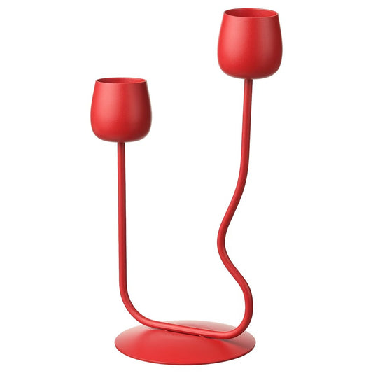 SILVERPÄRON Candlestick/tealight holder, bright red, 29 cm