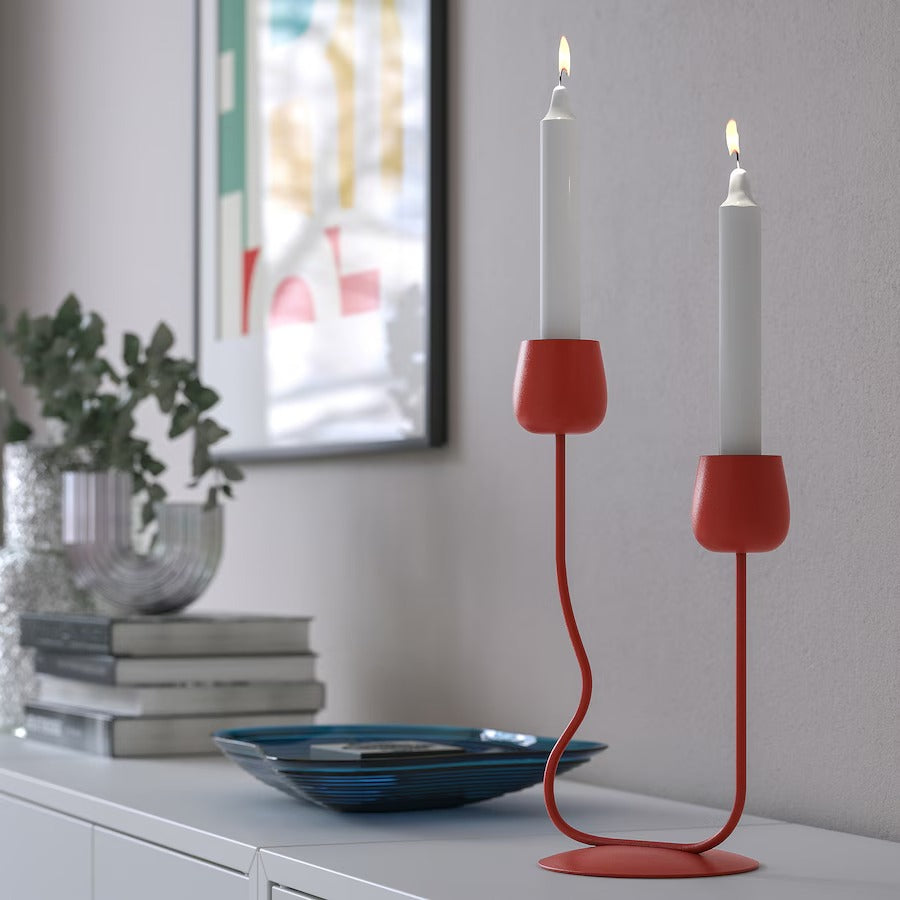 SILVERPÄRON Candlestick/tealight holder, bright red, 29 cm