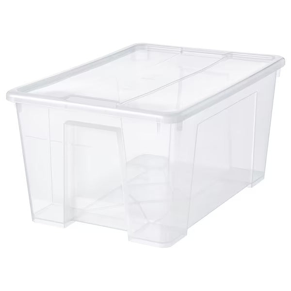 SAMLA Box with lid, transparent, 57x39x28 cm/45 l