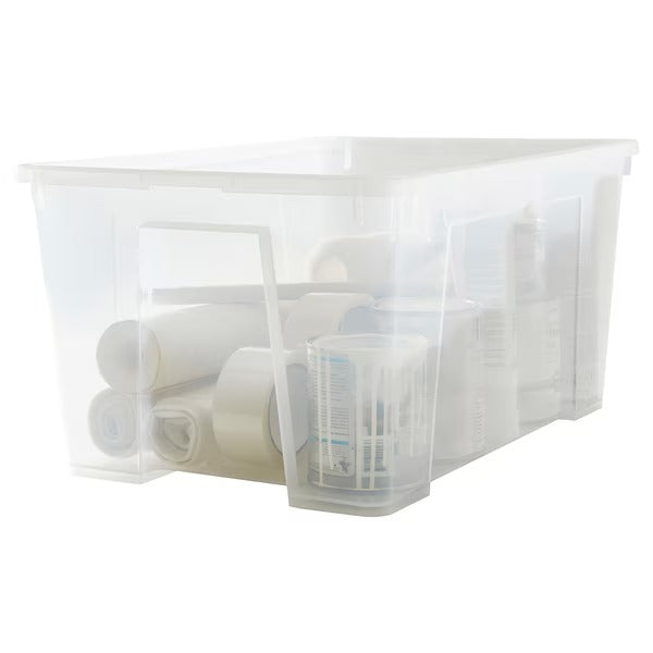 SAMLA Box with lid, transparent, 57x39x28 cm/45 l