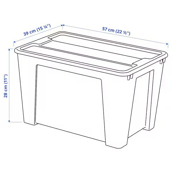 SAMLA Box with lid, transparent, 57x39x28 cm/45 l