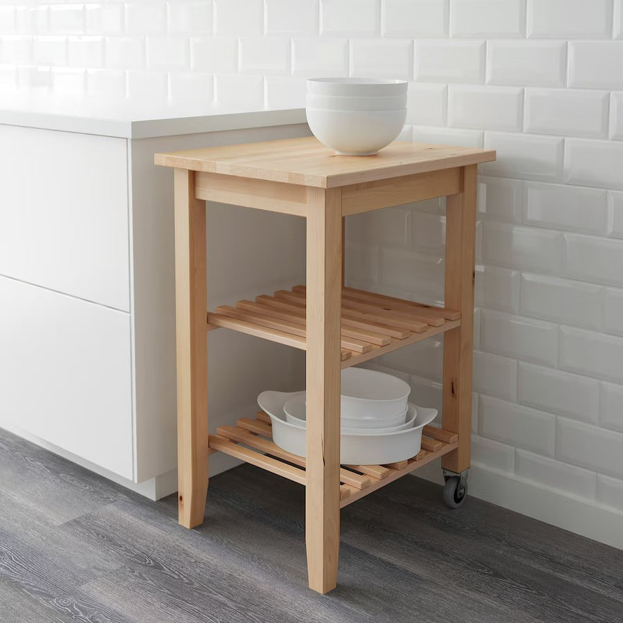 BEKVÄM Kitchen trolley, birch, 58x50 cm