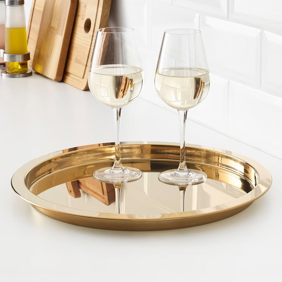 GLATTIS Tray, brass-colour, 38 cm