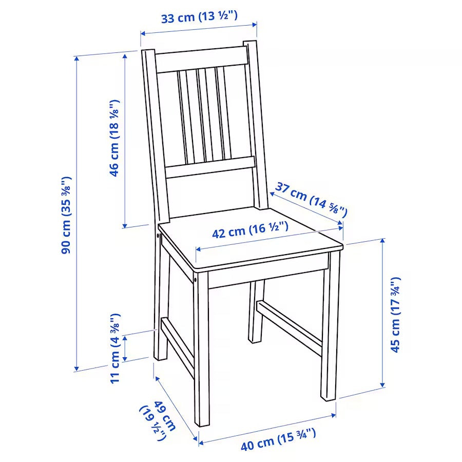 PINNTORP / STEFAN Table and 4 chairs, light brown stained white stained/white, 125 cm