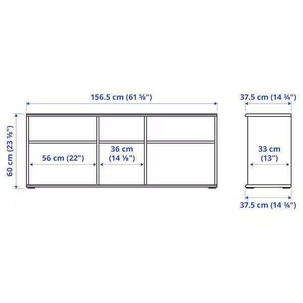 SKRUVBY TV bench, white, 156x38x60 cm