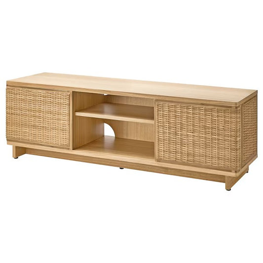 New FRYKSÅS TV bench, rattan, 157x41x49 cm