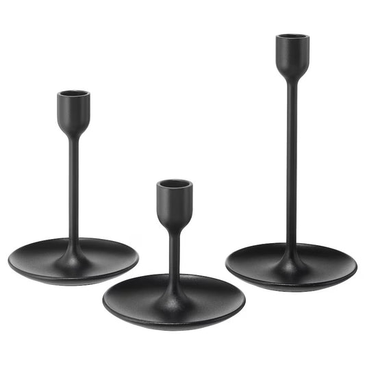 FULLTALIG Candlestick, set of 3, black