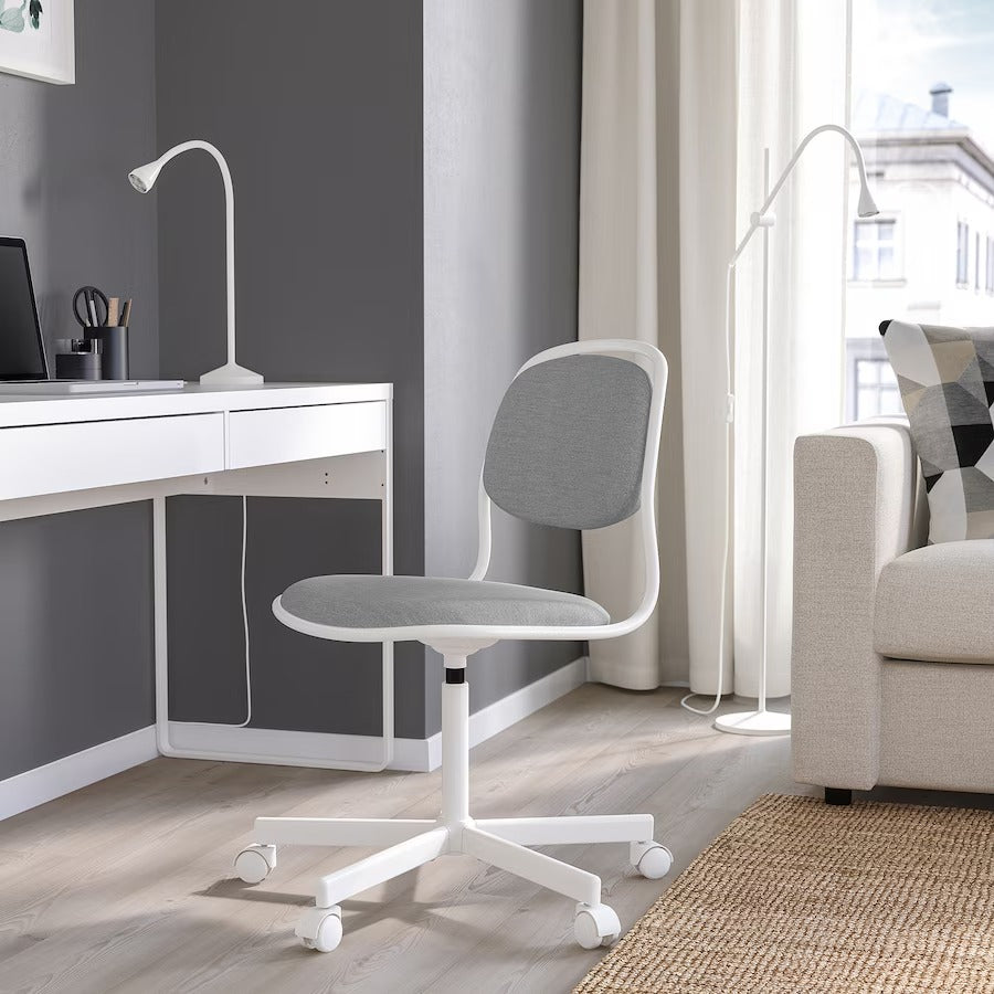 ÖRFJÄLL Swivel chair, white/Vissle light grey