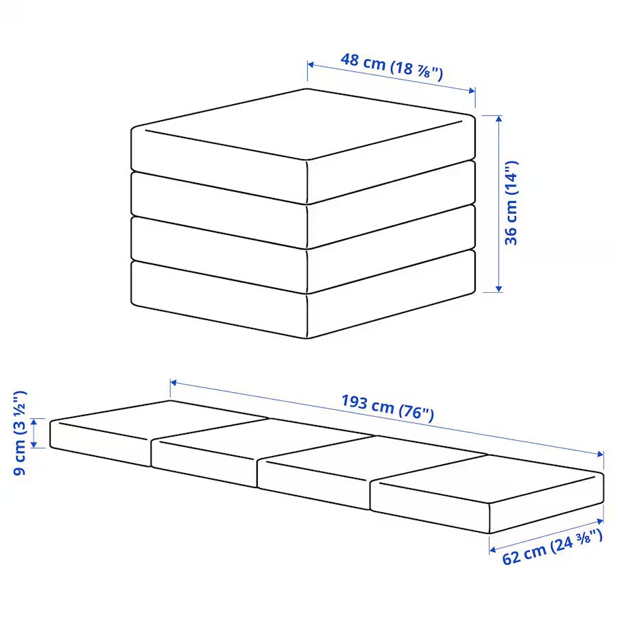 SLÄKT Pouffe/mattress, foldable