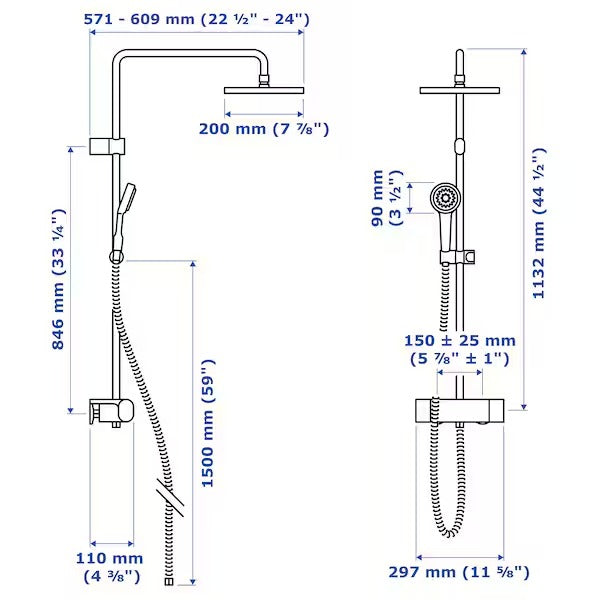 BROGRUND Shower set with thermostatic mixer, chrome-plated