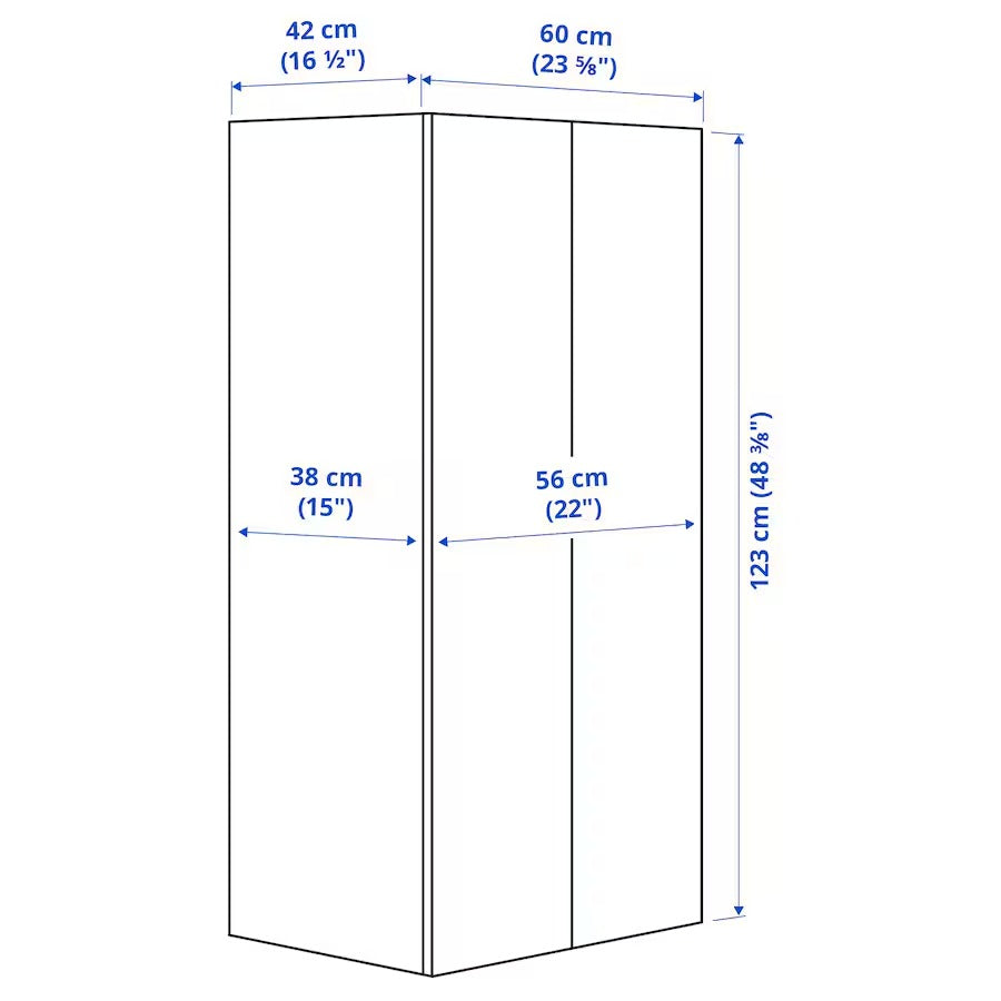 SMÅSTAD / PLATSA Wardrobe, white/white, 60x42x123 cm