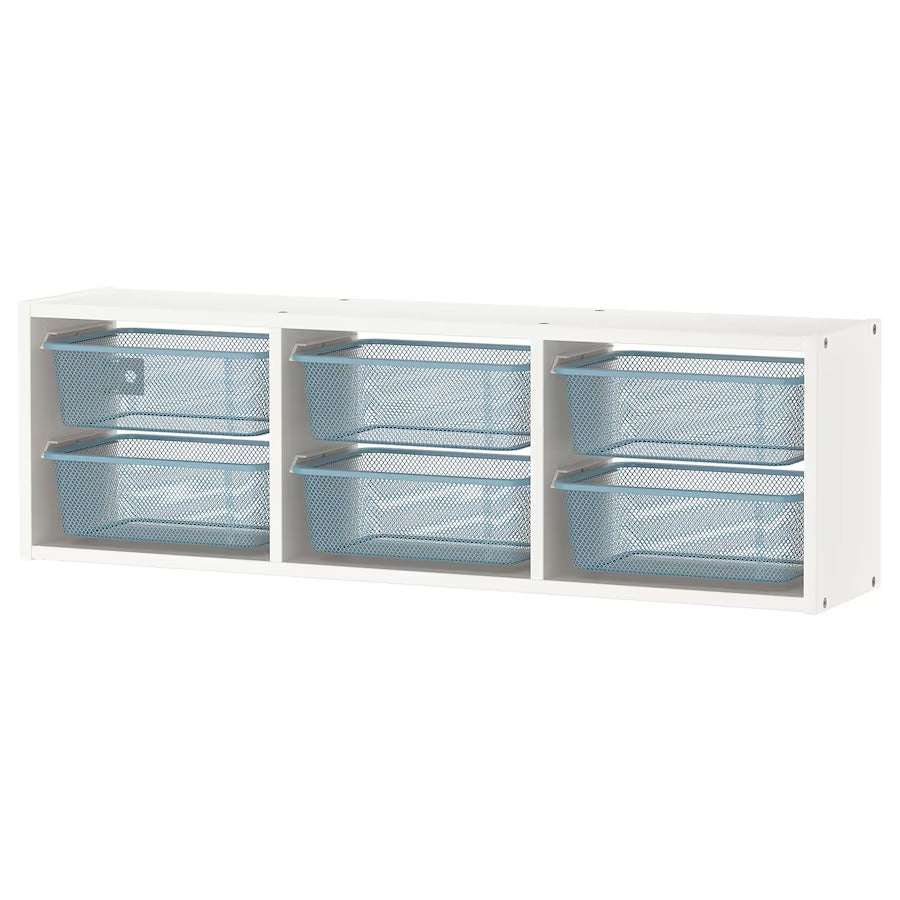 TROFAST Wall storage, white/grey-blue, 99x21x30 cm