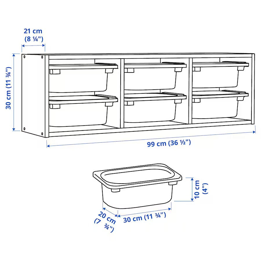 TROFAST Wall storage, white/grey-blue, 99x21x30 cm