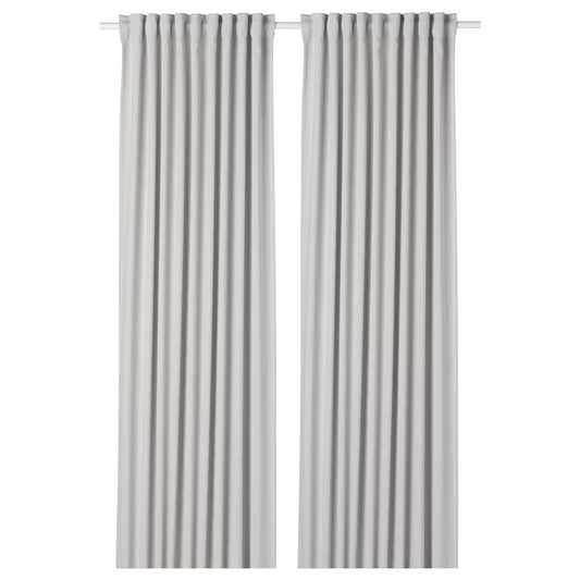 MAJGULL Room darkening curtains, 1 pair, light grey, 145x250 cm