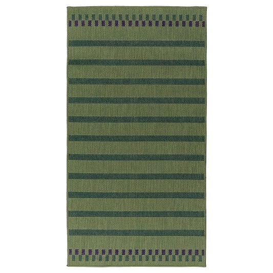 KORSNING Rug flatwoven, in/outdoor, green purple/striped, 80x150 cm