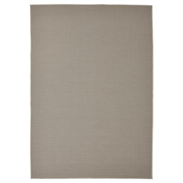 VIRKLUND Rug flatwoven, in/outdoor, beige/dark grey, 160x230 cm