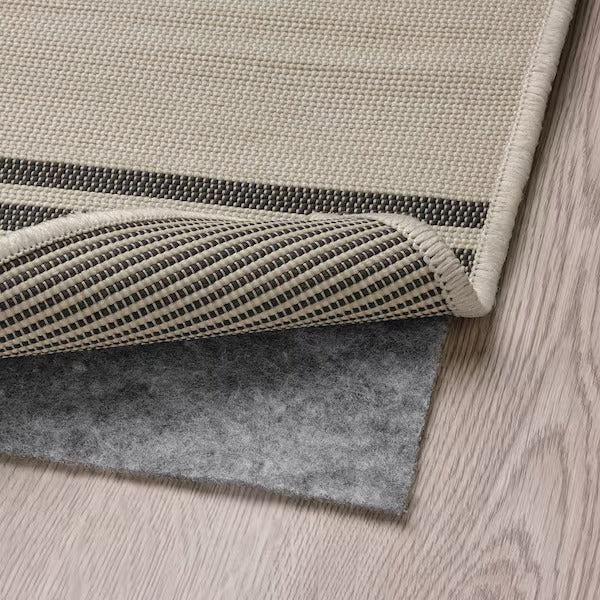 VIRKLUND Rug flatwoven, in/outdoor, beige/dark grey, 160x230 cm