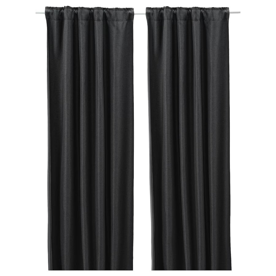 ANNAKAJSA Room darkening curtains, 1 pair, anthracite, 145x250 cm