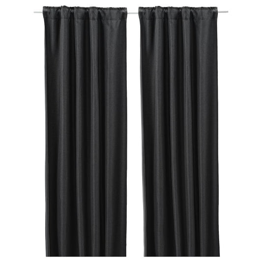 ANNAKAJSA Room darkening curtains, 1 pair, anthracite, 145x250 cm