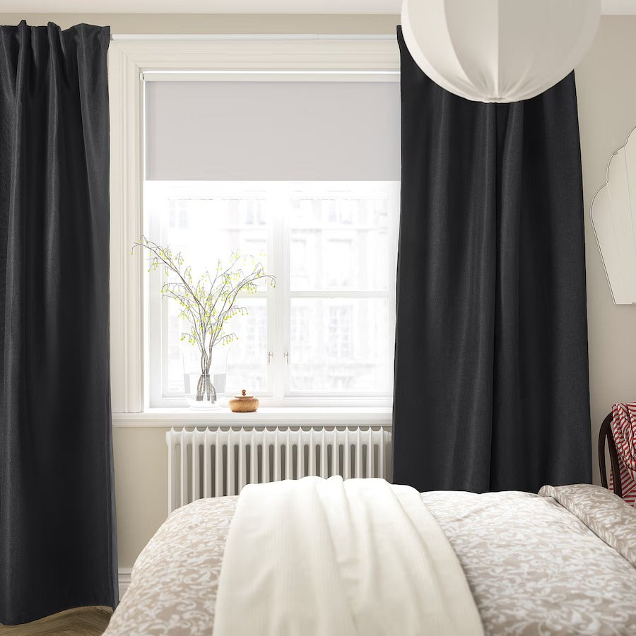 ANNAKAJSA Room darkening curtains, 1 pair, anthracite, 145x250 cm