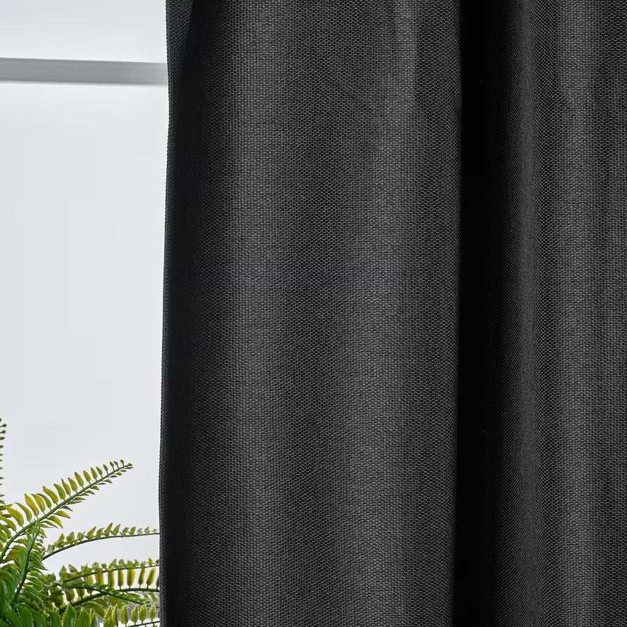 ANNAKAJSA Room darkening curtains, 1 pair, anthracite, 145x250 cm