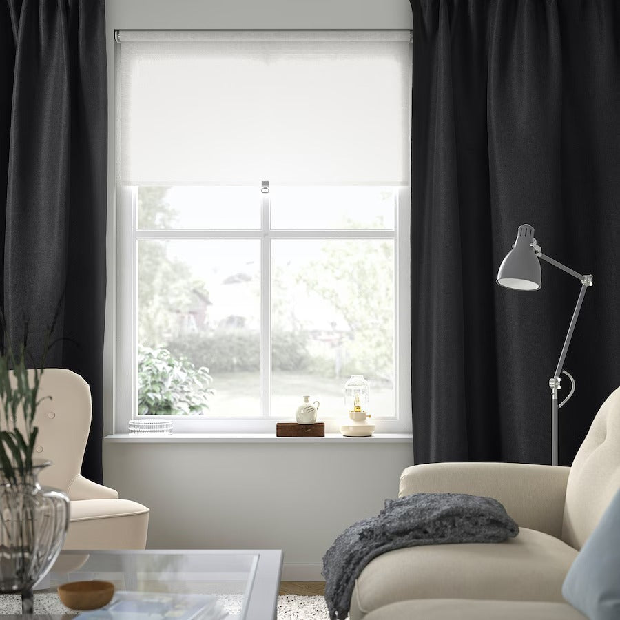 ANNAKAJSA Room darkening curtains, 1 pair, anthracite, 145x250 cm