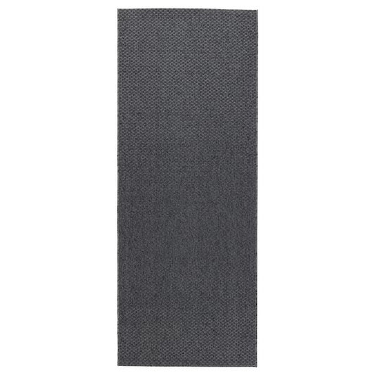 MORUM Rug flatwoven, in/outdoor, dark grey, 80x200 cm