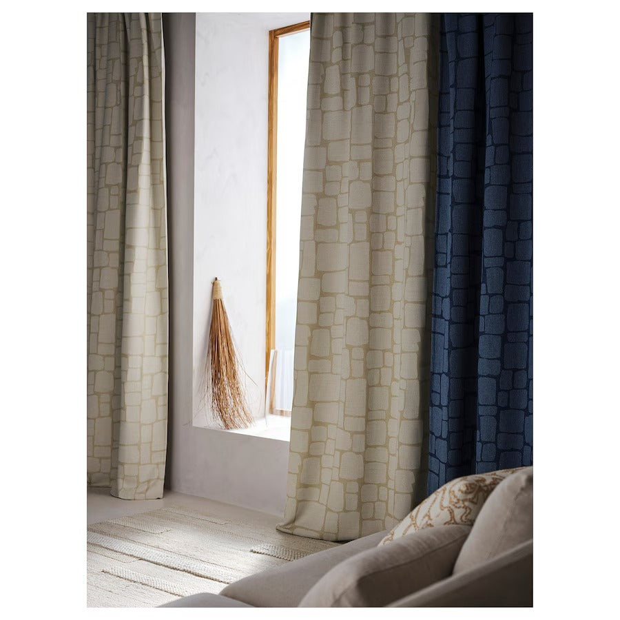 LÖNNSTÄVMAL Block-out curtains, 1 pair, blue, 145x250 cm