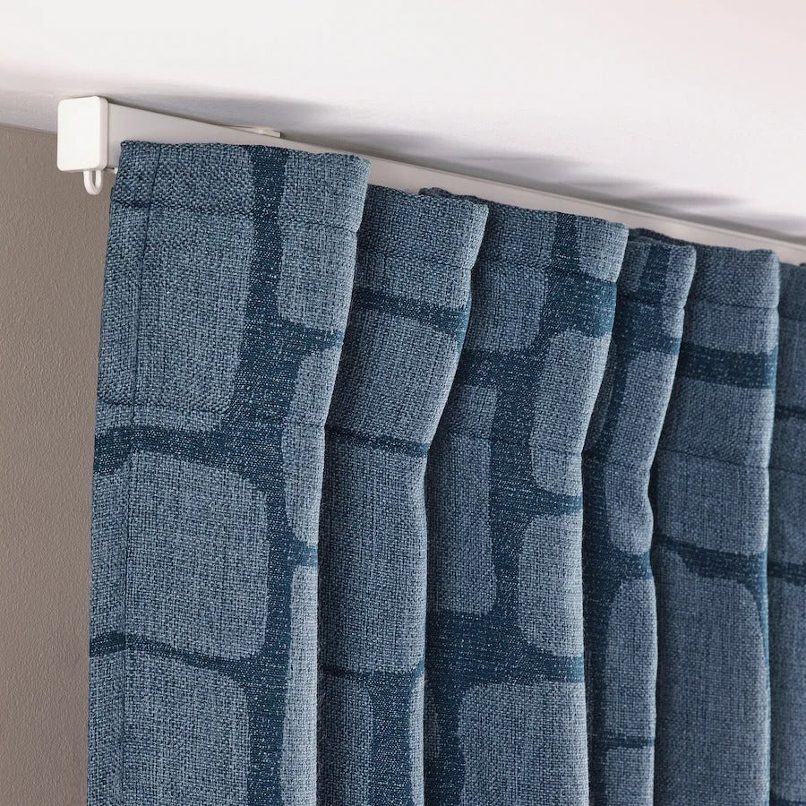 LÖNNSTÄVMAL Block-out curtains, 1 pair, blue, 145x250 cm