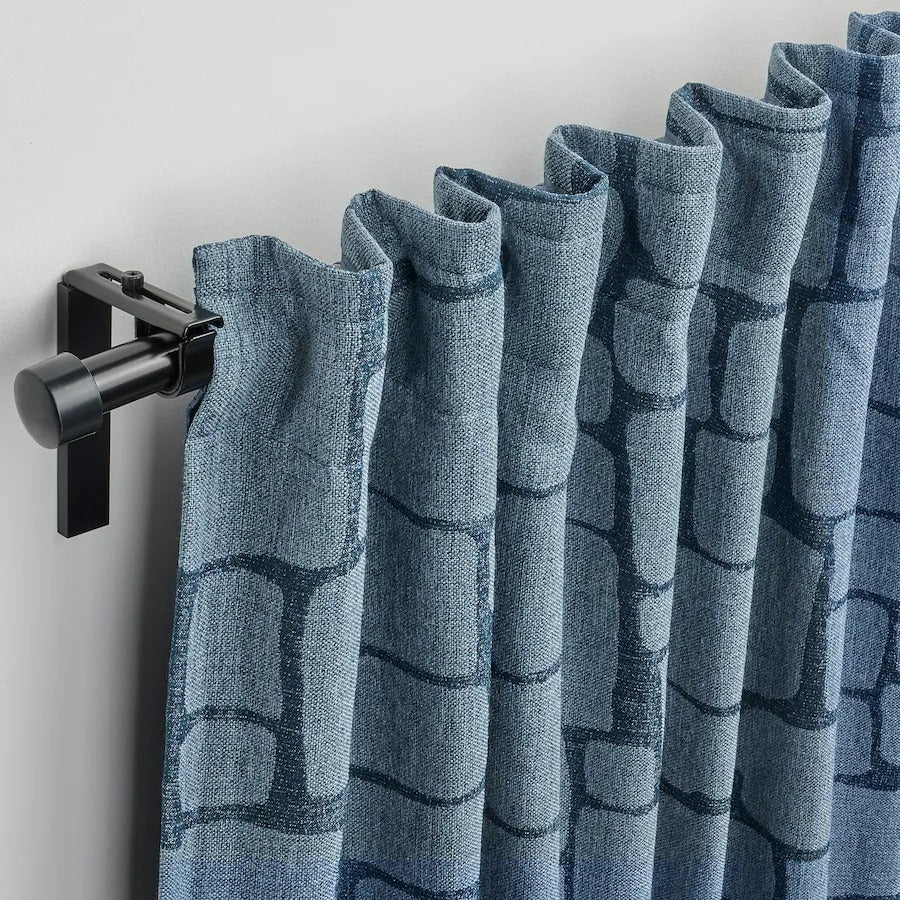 LÖNNSTÄVMAL Block-out curtains, 1 pair, blue, 145x250 cm