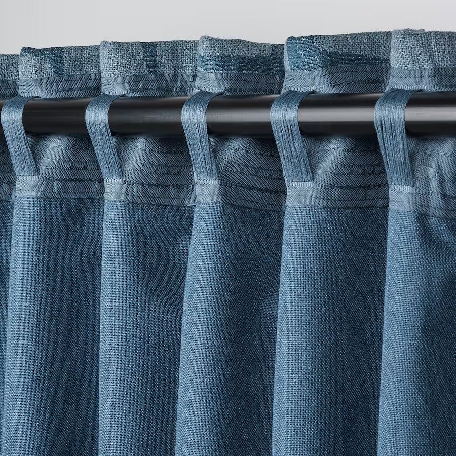 LÖNNSTÄVMAL Block-out curtains, 1 pair, blue, 145x250 cm