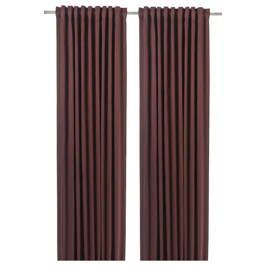 BLÅHUVA Block-out curtains, 1 pair, brown-red, 145x250 cm