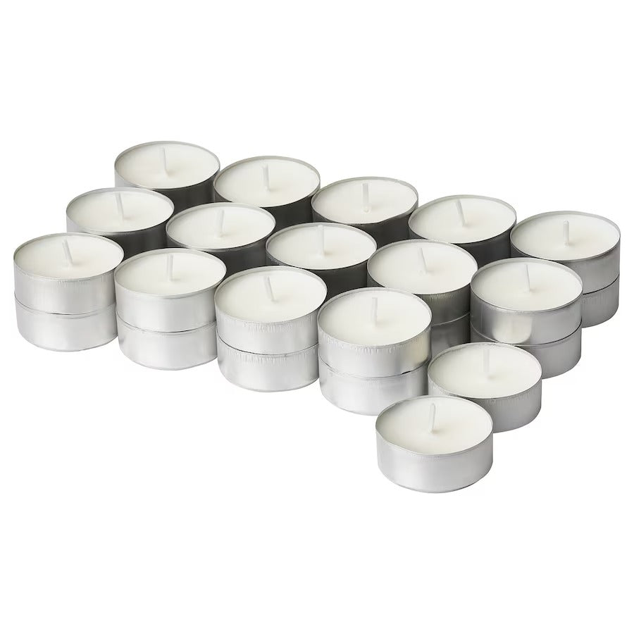 JÄMLIK Scented tealight, Vanilla/light beige, 3.5 hr