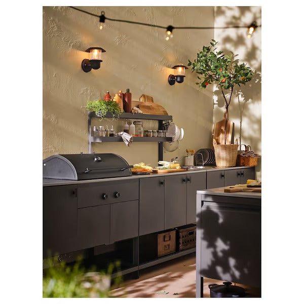 BÅTSKÄR Add-on unit with shelves, outdoor/dark grey, 120x70 cm