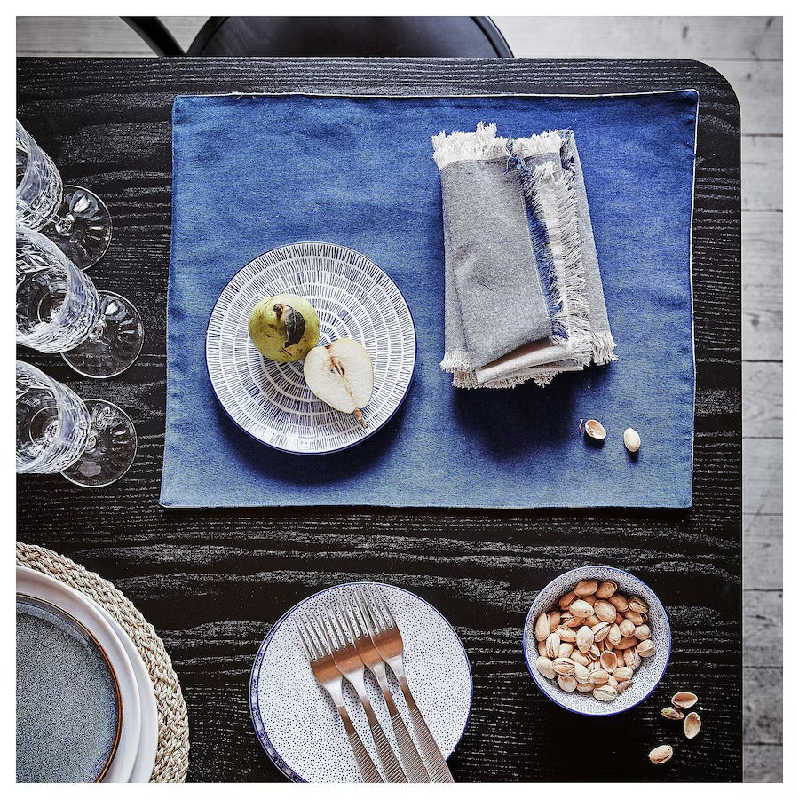 ENTUSIASM Side plate, patterned/blue, 18 cm