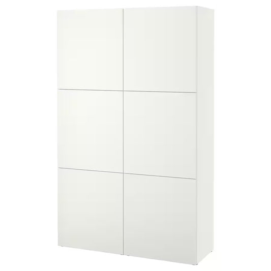 BESTÅ Storage combination with doors, white/Lappviken white, 120x42x193 cm